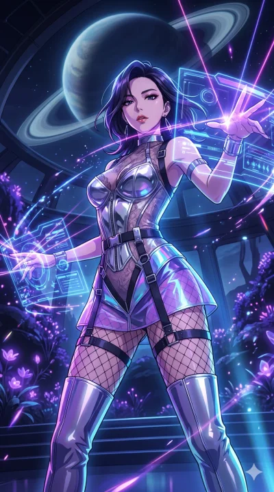 score_9, masterpiece, best quality, ultra-detailed, High-budget Anime Keyframe, vibrant colors, fluid line-art, expressive lighting, cinematic composition, Ufotable-style visual effects, top-tier animation quality, Korean woman with idol-like refined