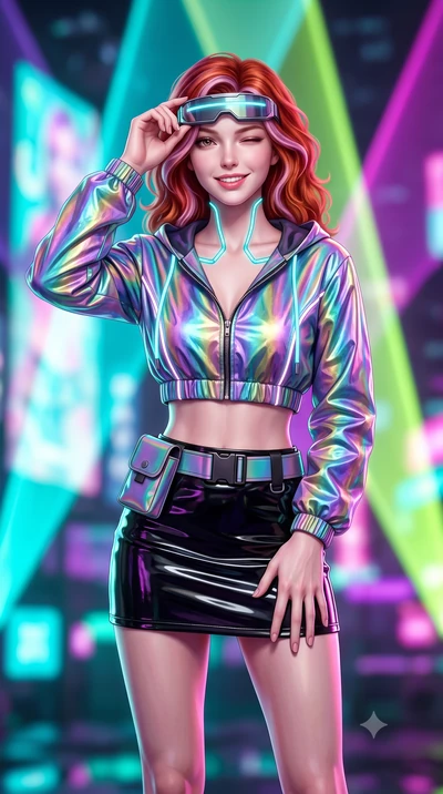 score_9, masterpiece, best quality, ultra-detailed, high-budget anime keyframe, semi-realistic 3D game render, editorial fashion photography, tasteful artistic composition, Caucasian woman. close-up cowboy shot from the waist and thighs up, the chara