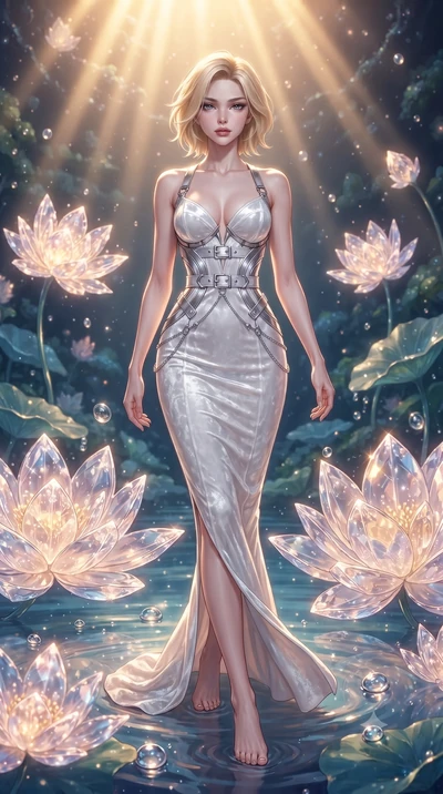 score_9, masterpiece, best quality, ultra-detailed, high-budget anime keyframe, editorial fashion photography, tasteful artistic composition, Caucasian woman. low angle full-body shot from head to toe showing her feet, filling the entire 9:16 vertica