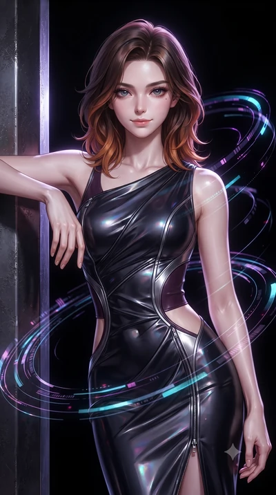 score_9, masterpiece, best quality, ultra-detailed, high-budget anime keyframe, editorial fashion photography, tasteful artistic composition, Korean woman. close-up cowboy shot from the waist and thighs up, the character dominates the composition, fi