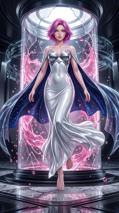 score_9, masterpiece, best quality, ultra-detailed, high-budget anime keyframe, editorial fashion photography, tasteful artistic composition, Caucasian woman. low angle full-body shot from head to toe showing her feet, filling the entire 9:16 vertica
