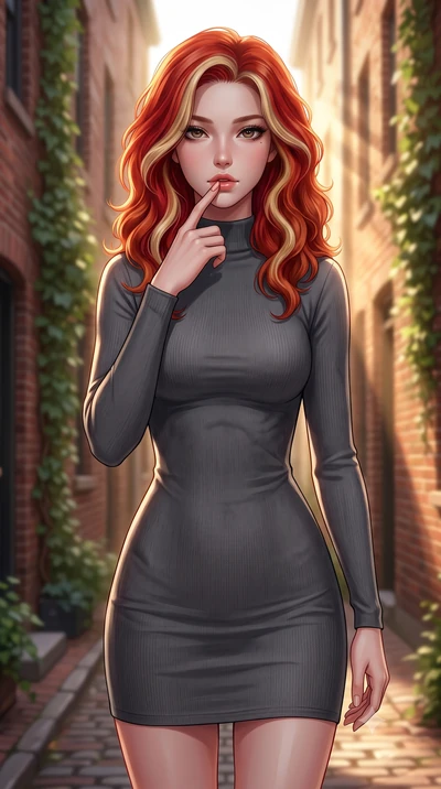 score_9, masterpiece, best quality, ultra-detailed, high-budget anime keyframe, editorial fashion photography, tasteful artistic composition, Caucasian woman woman. close-up cowboy shot from the waist and thighs up, the character dominates the compos