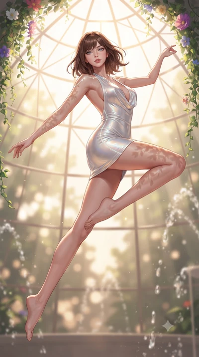 score_9, masterpiece, best quality, ultra-detailed, high-budget anime keyframe, editorial fashion photography, tasteful artistic composition, Korean woman. low angle full-body shot from head to toe showing her feet, filling the entire 9:16 vertical f