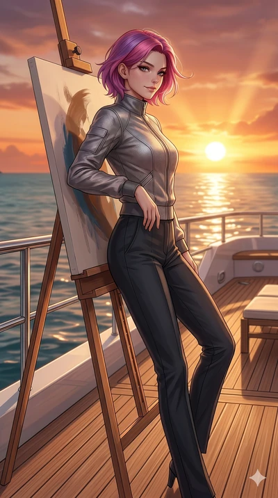 score_9, masterpiece, best quality, ultra-detailed, high-budget anime keyframe, editorial fashion photography, tasteful artistic composition, Caucasian woman, strictly human ears. cowboy shot from the thighs up, character and outfit filling the frame