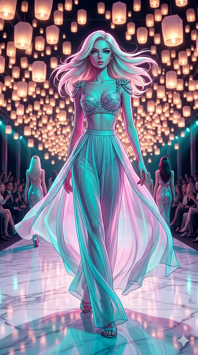 score_9, masterpiece, best quality, ultra-detailed, high-budget anime keyframe, editorial fashion photography, tasteful artistic composition, Caucasian woman, strictly human ears. low angle full-body shot from head to toe showing her feet, filling th