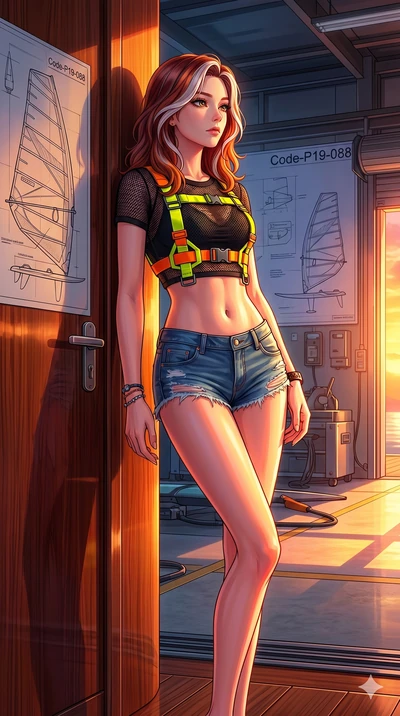 score_9, masterpiece, best quality, ultra-detailed, high-budget anime keyframe, editorial fashion photography, tasteful artistic composition, Caucasian woman, strictly human ears. cowboy shot from the thighs up, character and outfit filling the frame