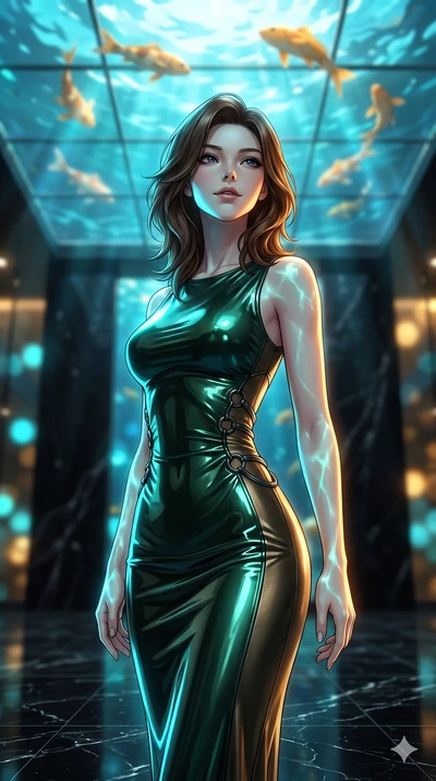score_9, masterpiece, best quality, ultra-detailed, high-budget anime keyframe, semi-realistic 3D game render, editorial fashion photography, tasteful artistic composition, Korean woman. close-up cowboy shot from the waist and thighs up, the characte