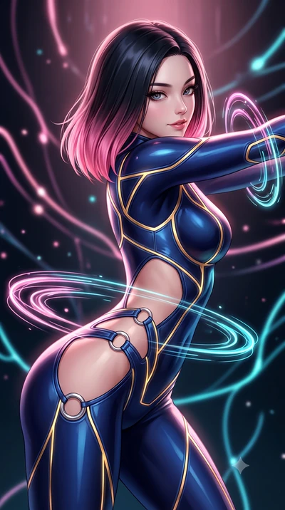 score_9, masterpiece, best quality, ultra-detailed, high-budget anime keyframe, semi-realistic 3D game render, editorial fashion photography, tasteful artistic composition, Korean woman. close-up cowboy shot from the waist and thighs up, the characte