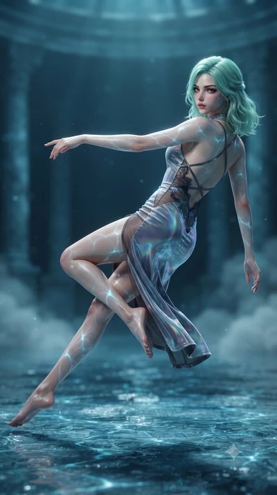 score_9, masterpiece, best quality, ultra-detailed, high-budget anime keyframe, editorial fashion photography, tasteful artistic composition, Japanese woman. low angle full-body shot from head to toe showing her feet, filling the entire 9:16 vertical
