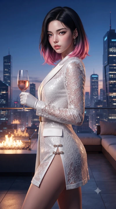 score_9, masterpiece, best quality, ultra-detailed, high-budget anime keyframe, editorial fashion photography, tasteful artistic composition, Korean woman. close-up cowboy shot from the waist and thighs up, the character dominates the composition, fi