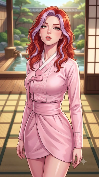 score_9, masterpiece, best quality, ultra-detailed, high-budget anime keyframe, tasteful artistic composition, Caucasian woman. close-up cowboy shot from the waist and thighs up, the character dominates the composition, filling the frame with her lar