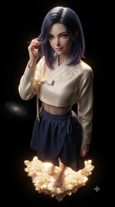 score_9, masterpiece, best quality, ultra-detailed, high-budget anime keyframe, editorial fashion photography, tasteful artistic composition, Caucasian woman, strictly human ears. close-up cowboy shot from the waist and thighs up, the character domin