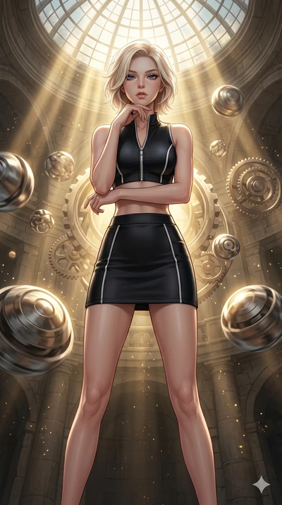 score_9, masterpiece, best quality, ultra-detailed, high-budget anime keyframe, editorial fashion photography, tasteful artistic composition, Caucasian woman, strictly human ears. cowboy shot from the thighs up, character and outfit filling the frame