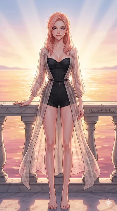 score_9, masterpiece, best quality, ultra-detailed, high-budget anime keyframe, editorial fashion photography, tasteful artistic composition, Japanese woman. cowboy shot from the thighs up, character and outfit filling the frame for maximum editorial