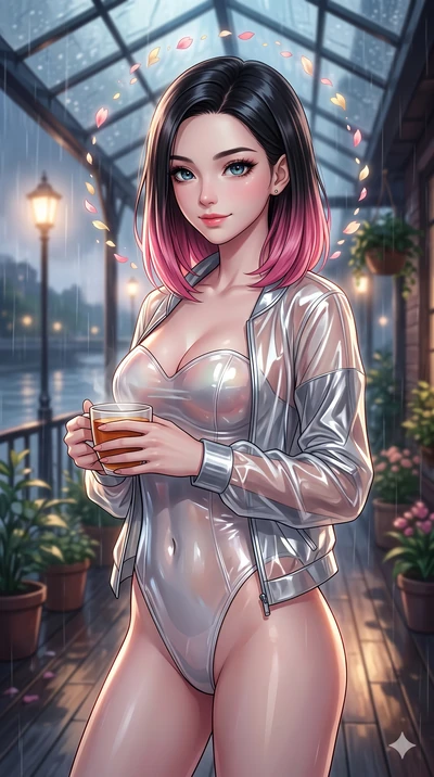 score_9, masterpiece, best quality, ultra-detailed, high-budget anime keyframe, vibrant anime aesthetic, Korean woman. close-up cowboy shot from the waist and thighs up, the character dominates the composition, filling the frame with her large presen