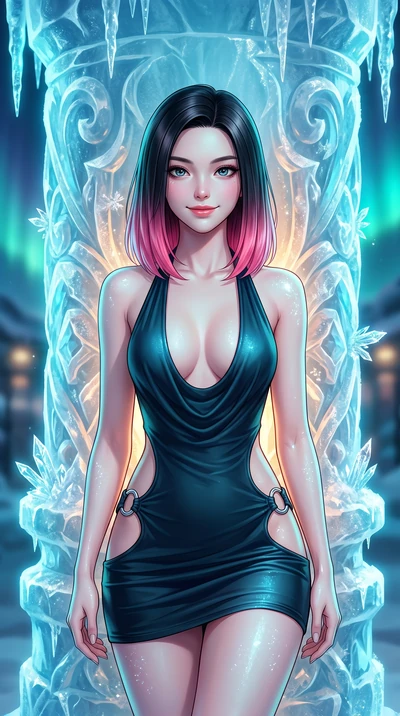 score_9, masterpiece, best quality, ultra-detailed, high-budget anime keyframe, editorial fashion photography, tasteful artistic composition, Korean woman. close-up cowboy shot from the waist and thighs up, the character dominates the composition, fi