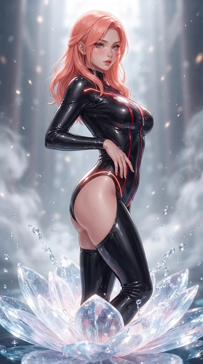 score_9, masterpiece, best quality, ultra-detailed, high-budget anime keyframe, editorial fashion photography, tasteful artistic composition, Japanese woman. close-up cowboy shot from the waist and thighs up, the character dominates the composition, 