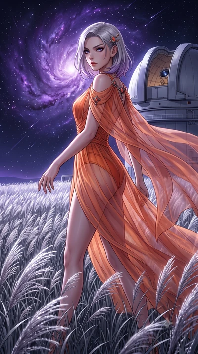 score_9, masterpiece, best quality, ultra-detailed, High-budget Anime Keyframe, Caucasian woman, strictly human ears. Low angle cowboy shot filling the entire 9:16 frame with her statuesque presence. Scenario 543: walking through a field of tall silv