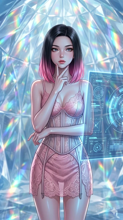 score_9, masterpiece, best quality, ultra-detailed, high-budget anime keyframe, editorial fashion photography, tasteful artistic composition, Korean woman. cowboy shot from the thighs up, character and outfit filling the frame for maximum editorial p