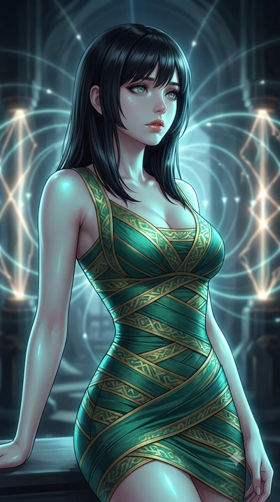 score_9, masterpiece, best quality, ultra-detailed, high-budget anime keyframe, editorial fashion photography, tasteful artistic composition, Caucasian woman, strictly human ears. close-up cowboy shot from the waist and thighs up, the character domin