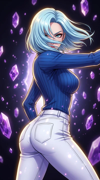 score_9, masterpiece, best quality, ultra-detailed, high-budget anime keyframe, clean line-art, cel-shading, Korean woman. close-up cowboy shot from the waist and thighs up, the character dominates the composition, filling the frame with her large pr