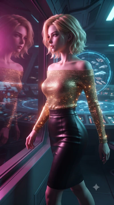 score_9, masterpiece, best quality, ultra-detailed, high-budget anime keyframe, editorial fashion photography, tasteful artistic composition, realistic cosplay photography, Caucasian woman, strictly human ears. close-up cowboy shot from the waist and