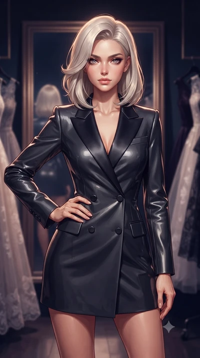 score_9, masterpiece, best quality, ultra-detailed, high-budget anime keyframe, editorial fashion photography, tasteful artistic composition, Caucasian woman. close-up cowboy shot from the waist and thighs up, the character dominates the composition,