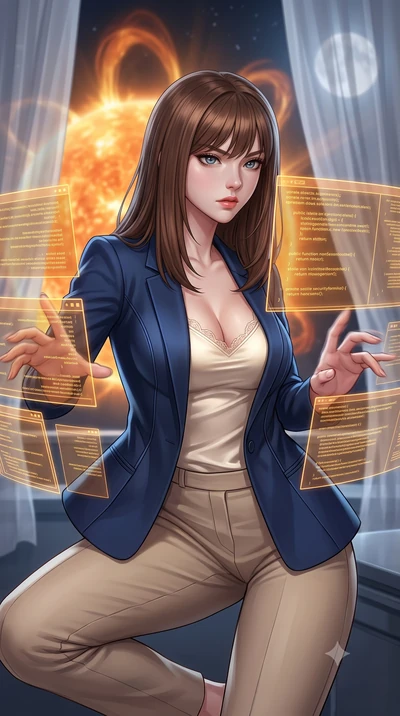 score_9, masterpiece, best quality, ultra-detailed, high-budget anime keyframe, editorial fashion photography, tasteful artistic composition, Korean woman. close-up cowboy shot from the waist and thighs up, the character dominates the composition, fi
