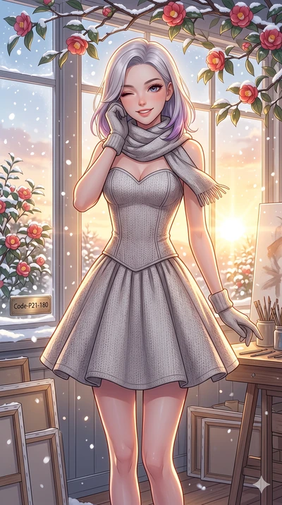 score_9, masterpiece, best quality, ultra-detailed, high-budget anime keyframe, vibrant anime aesthetic, Caucasian woman, strictly human ears. cowboy shot from the thighs up, character and outfit filling the frame for maximum presence. She is standin