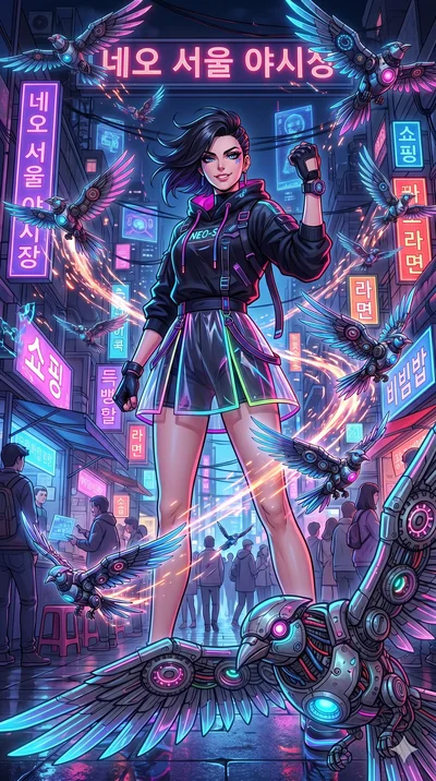 score_9, masterpiece, best quality, ultra-detailed, Set A: High-budget Anime Keyframe, Caucasian (strictly human ears) woman. Low angle cowboy shot filling the entire 9:16 frame with her statuesque presence. Standing victoriously through a neon-lit N