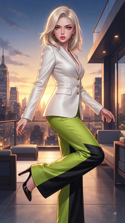 score_9, masterpiece, best quality, ultra-detailed, high-budget anime keyframe, editorial fashion photography, tasteful artistic composition, Caucasian woman. close-up cowboy shot from the waist and thighs up, the character dominates the composition,