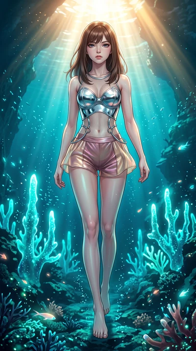 score_9, masterpiece, best quality, ultra-detailed, high-budget anime keyframe, editorial fashion photography, tasteful artistic composition, Korean woman. low angle full-body shot from head to toe showing her feet, filling the entire 9:16 vertical f