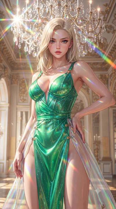 score_9, masterpiece, best quality, ultra-detailed, high-budget anime keyframe, editorial fashion photography, tasteful artistic composition, Caucasian woman. close-up cowboy shot from the waist and thighs up, the character dominates the composition,