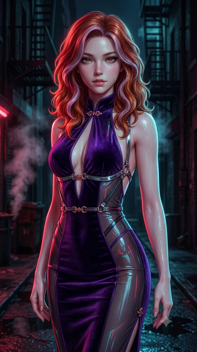score_9, masterpiece, best quality, ultra-detailed, high-budget anime keyframe, semi-realistic 3D game render, editorial fashion photography, tasteful artistic composition, Caucasian woman. close-up cowboy shot from the waist and thighs up, the chara