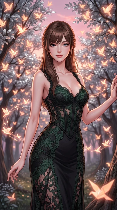 score_9, masterpiece, best quality, ultra-detailed, high-budget anime keyframe, editorial fashion photography, tasteful artistic composition, Korean woman. close-up cowboy shot from the waist and thighs up, the character dominates the composition, fi