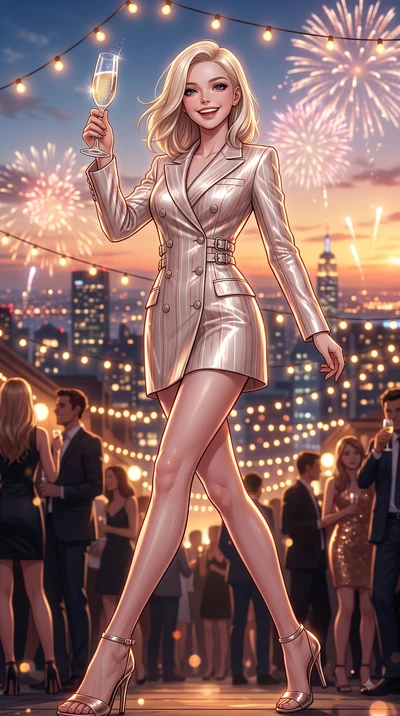 score_9, masterpiece, best quality, ultra-detailed, high-budget anime keyframe, editorial fashion photography, tasteful artistic composition, Caucasian woman. low angle full-body shot from head to toe showing her feet, filling the entire 9:16 vertica