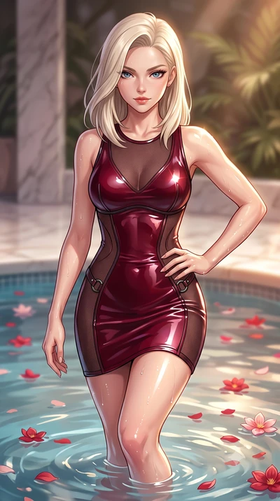 score_9, masterpiece, best quality, ultra-detailed, high-budget anime keyframe, editorial fashion photography, tasteful artistic composition, Caucasian woman. close-up cowboy shot from the waist and thighs up, the character dominates the composition,