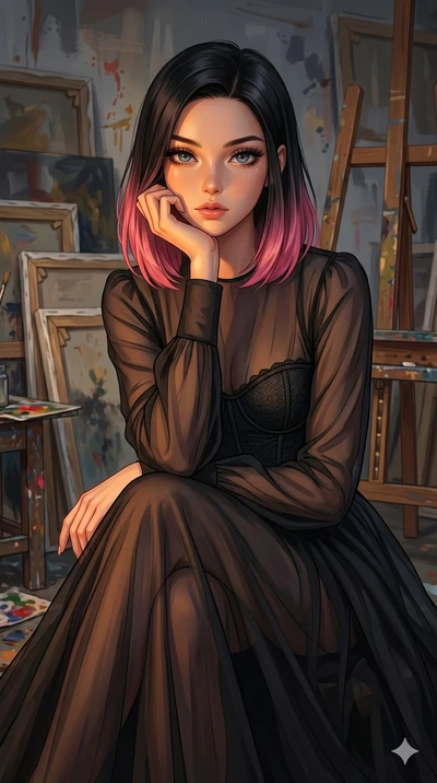 score_9, masterpiece, best quality, ultra-detailed, high-budget anime keyframe, editorial fashion photography, tasteful artistic composition, Korean woman. cowboy shot from the thighs up, character and outfit filling the frame for maximum editorial p