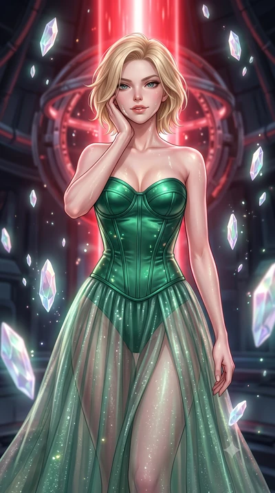 score_9, masterpiece, best quality, ultra-detailed, high-budget anime keyframe, editorial fashion photography, tasteful artistic composition, Caucasian woman, strictly human ears. close-up cowboy shot from the waist and thighs up, the character domin