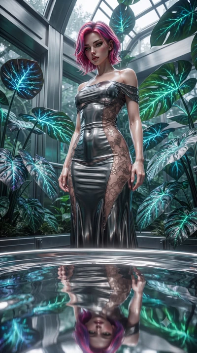 score_9, masterpiece, best quality, ultra-detailed, High-budget Anime Keyframe, editorial fashion photography, tasteful artistic composition, realistic cosplay photography, Caucasian woman, strictly human ears. Low angle cowboy shot filling the entir