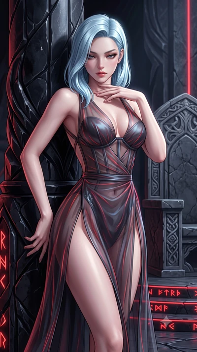 score_9, masterpiece, best quality, ultra-detailed, high-budget anime keyframe, semi-realistic 3D game render, editorial fashion photography, tasteful artistic composition, Korean woman. close-up cowboy shot from the waist and thighs up, the characte