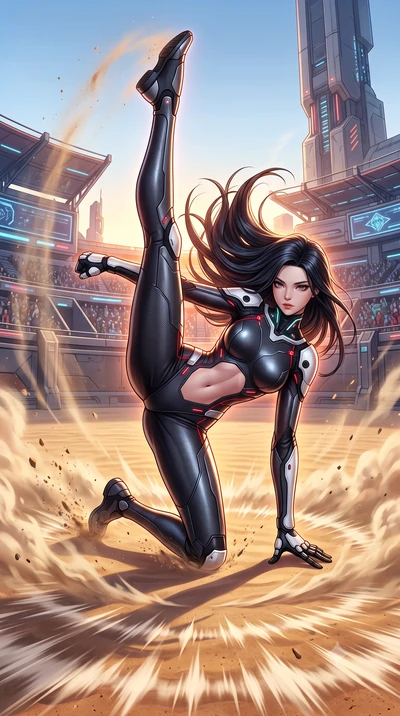 score_9, masterpiece, best quality, ultra-detailed, high-budget anime keyframe, semi-realistic 3D game render, editorial fashion photography, tasteful artistic composition, Korean woman. low angle full-body shot from head to toe showing her feet, fil