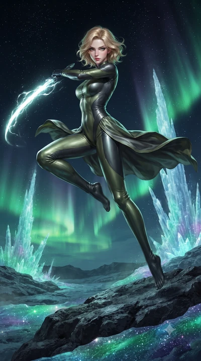 score_9, masterpiece, best quality, ultra-detailed, high-budget anime keyframe, editorial fashion photography, tasteful artistic composition, realistic cosplay photography, Caucasian woman, strictly human ears. low angle full-body shot from head to t