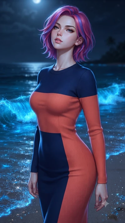 score_9, masterpiece, best quality, ultra-detailed, high-budget anime keyframe, editorial fashion photography, tasteful artistic composition, Caucasian woman, strictly human ears. close-up cowboy shot from the waist and thighs up, the character domin