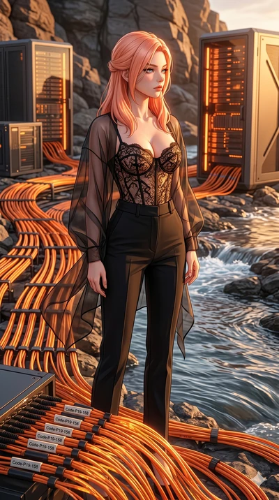 score_9, masterpiece, best quality, ultra-detailed, high-budget anime keyframe, editorial fashion photography, tasteful artistic composition, Japanese woman. cowboy shot from the thighs up, character and outfit filling the frame for maximum editorial