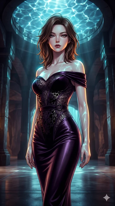 score_9, masterpiece, best quality, ultra-detailed, high-budget anime keyframe, semi-realistic 3D game render, editorial fashion photography, tasteful artistic composition, Korean woman. close-up cowboy shot from the waist and thighs up, the characte