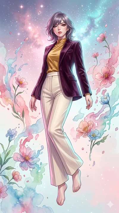 score_9, masterpiece, best quality, ultra-detailed, high-budget anime keyframe, editorial fashion photography, tasteful artistic composition, Japanese woman. low angle full-body shot from head to toe showing her feet, filling the entire 9:16 vertical
