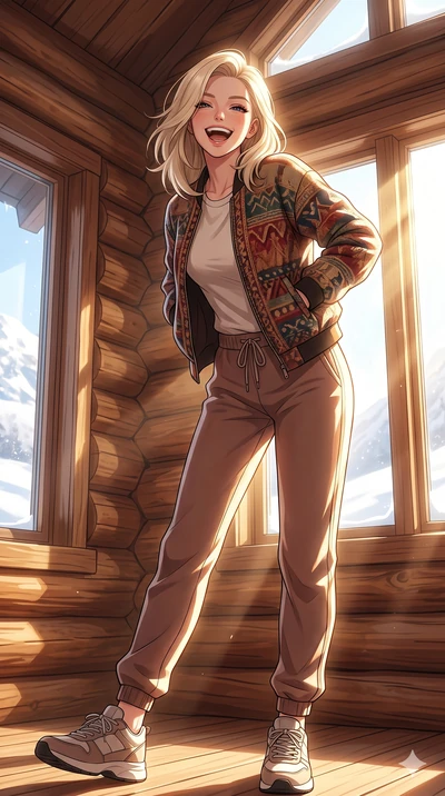 score_9, masterpiece, best quality, ultra-detailed, high-budget anime keyframe, vibrant anime aesthetic, Caucasian woman, strictly human ears. low angle full-body shot from head to toe showing her feet, filling the entire 9:16 vertical frame with her
