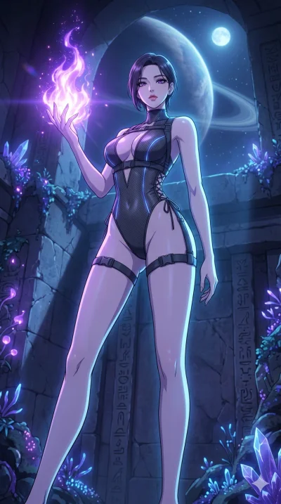 score_9, masterpiece, best quality, ultra-detailed, High-budget Anime Keyframe, vibrant colors, fluid line-art, expressive lighting, cinematic composition, Ufotable-style visual effects, top-tier animation quality, Korean woman with idol-like refined