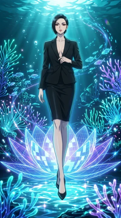 score_9, masterpiece, best quality, ultra-detailed, High-budget Anime Keyframe, vibrant colors, fluid line-art, expressive lighting, cinematic composition, Ufotable-style visual effects, top-tier animation quality, Japanese woman with delicate and el